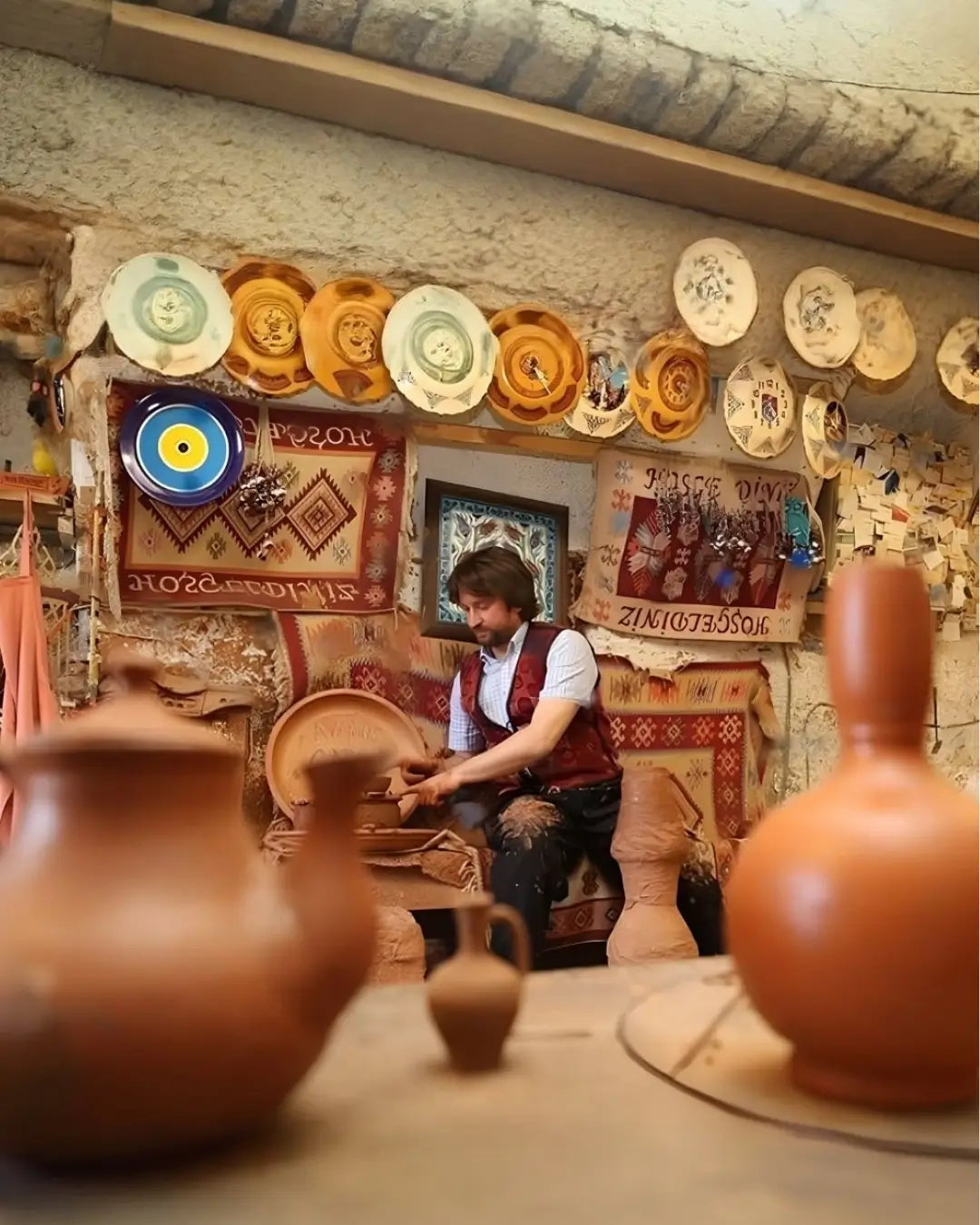 Avanos'ta çömlek ustası gösteri yapıyor