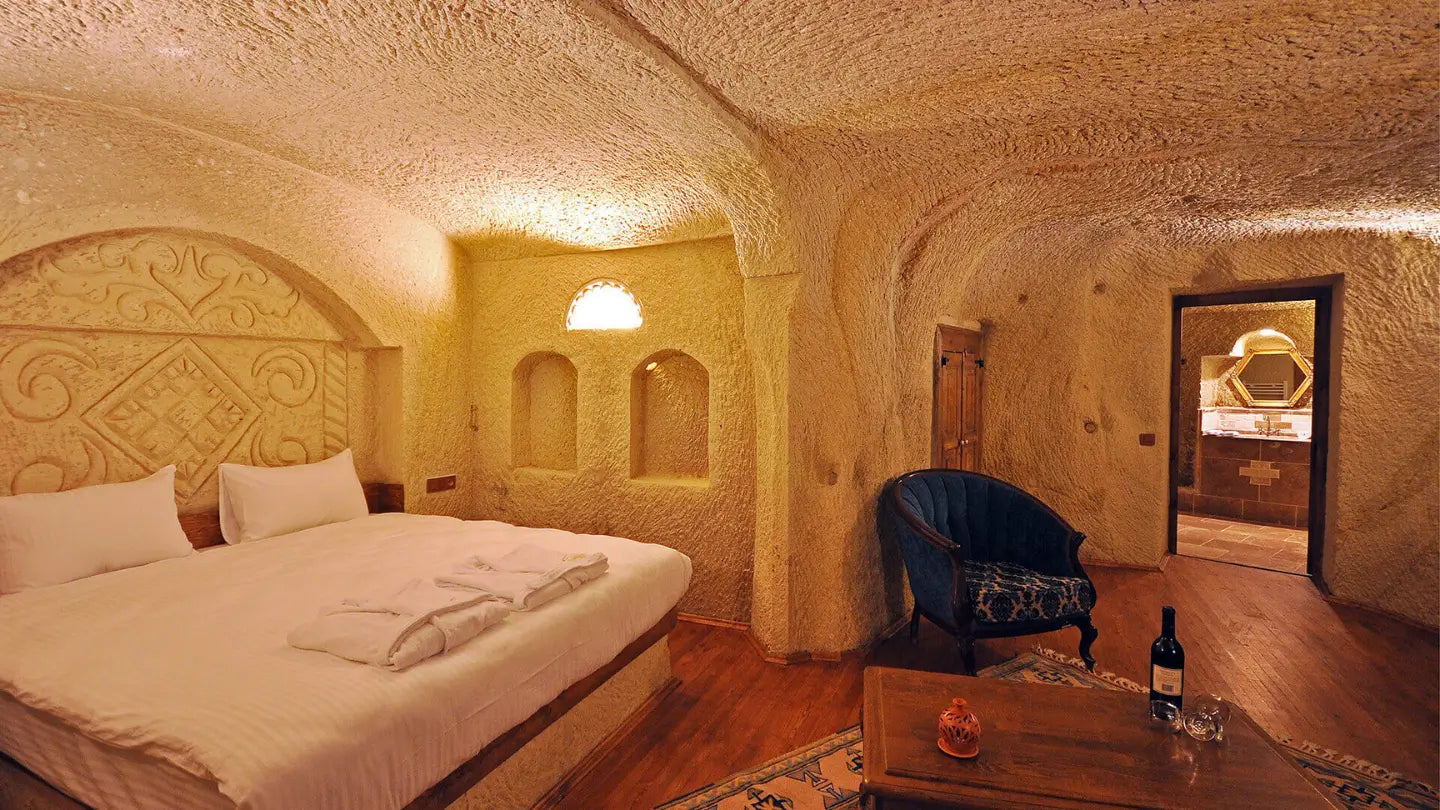 Kapadokya Ürgüp Has Cave Konak taş ve mağara otel odası