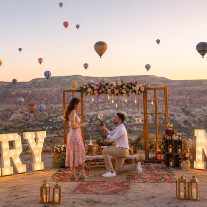 Kapadokya balon izlerken evlilik teklifi etmek