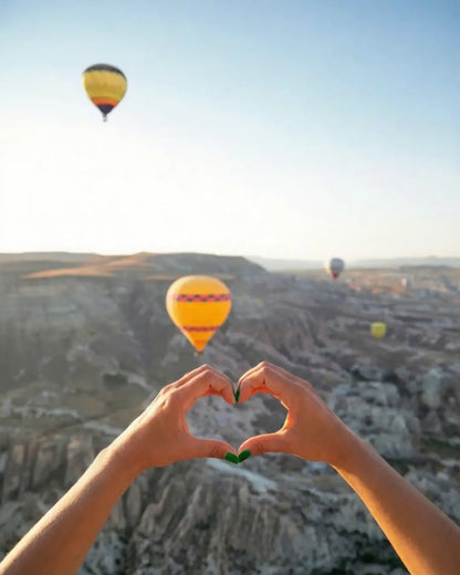 Göreme balon turu sepetinden gün doğumu manzarası